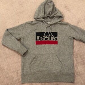 Levi’s grey long sleeve hoodie sweatshirt.